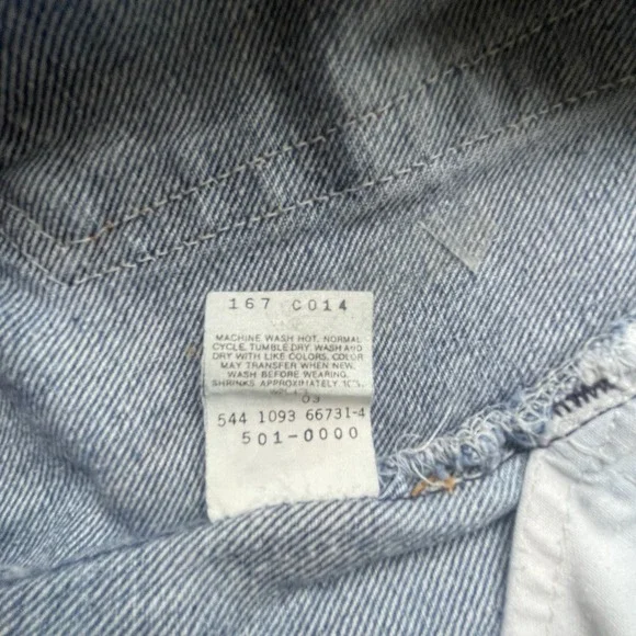 Levis 501xx Vtg 90's Men's Denim Blue jeans TAG 35Wx32L Button Fly MADE IN USA.